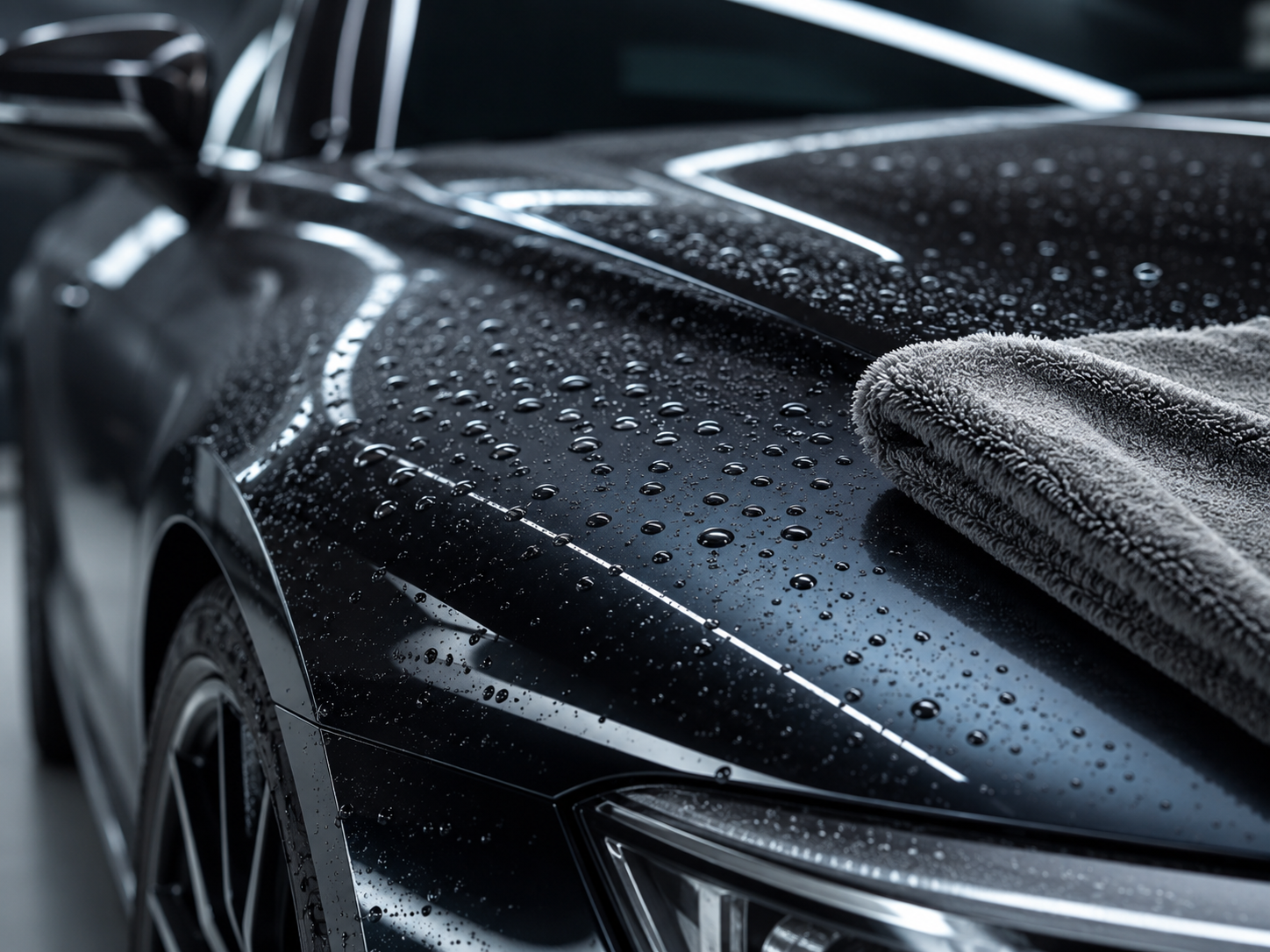 Clean detailed car exterior with glossy finish