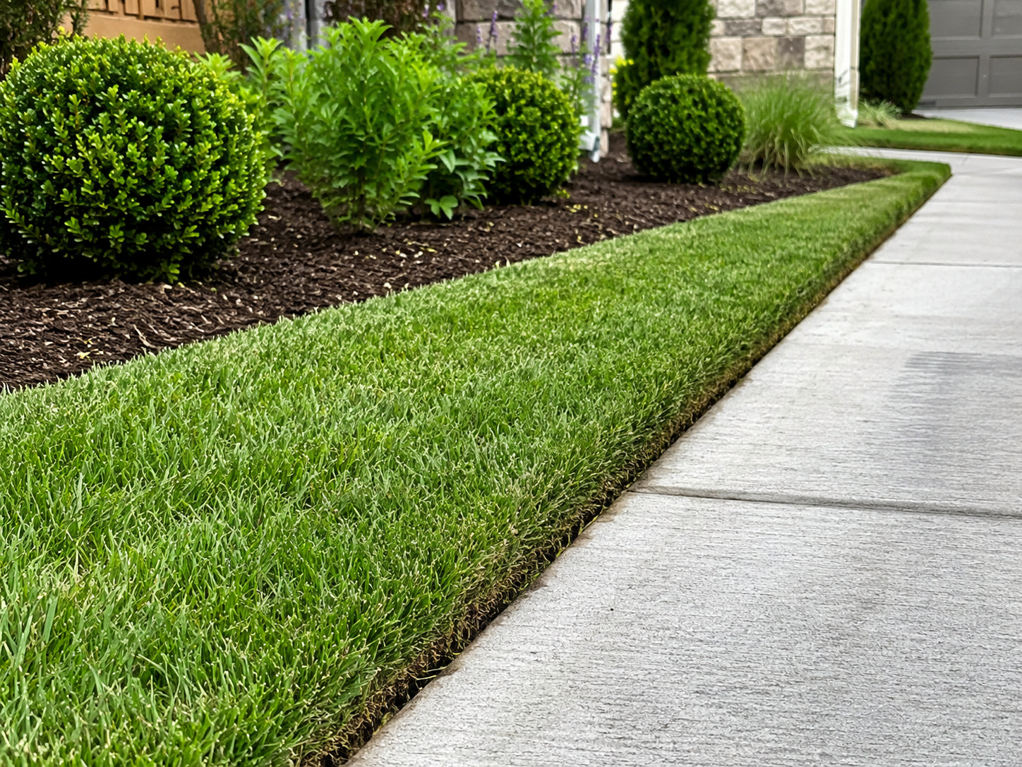 Tidy yard cleanup with trimmed shrubs